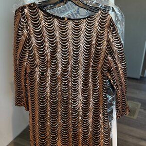 Gold Sequin Geometric Long Sleeve Dress | Charlotte Russe | Size L | Cocktail/Pa